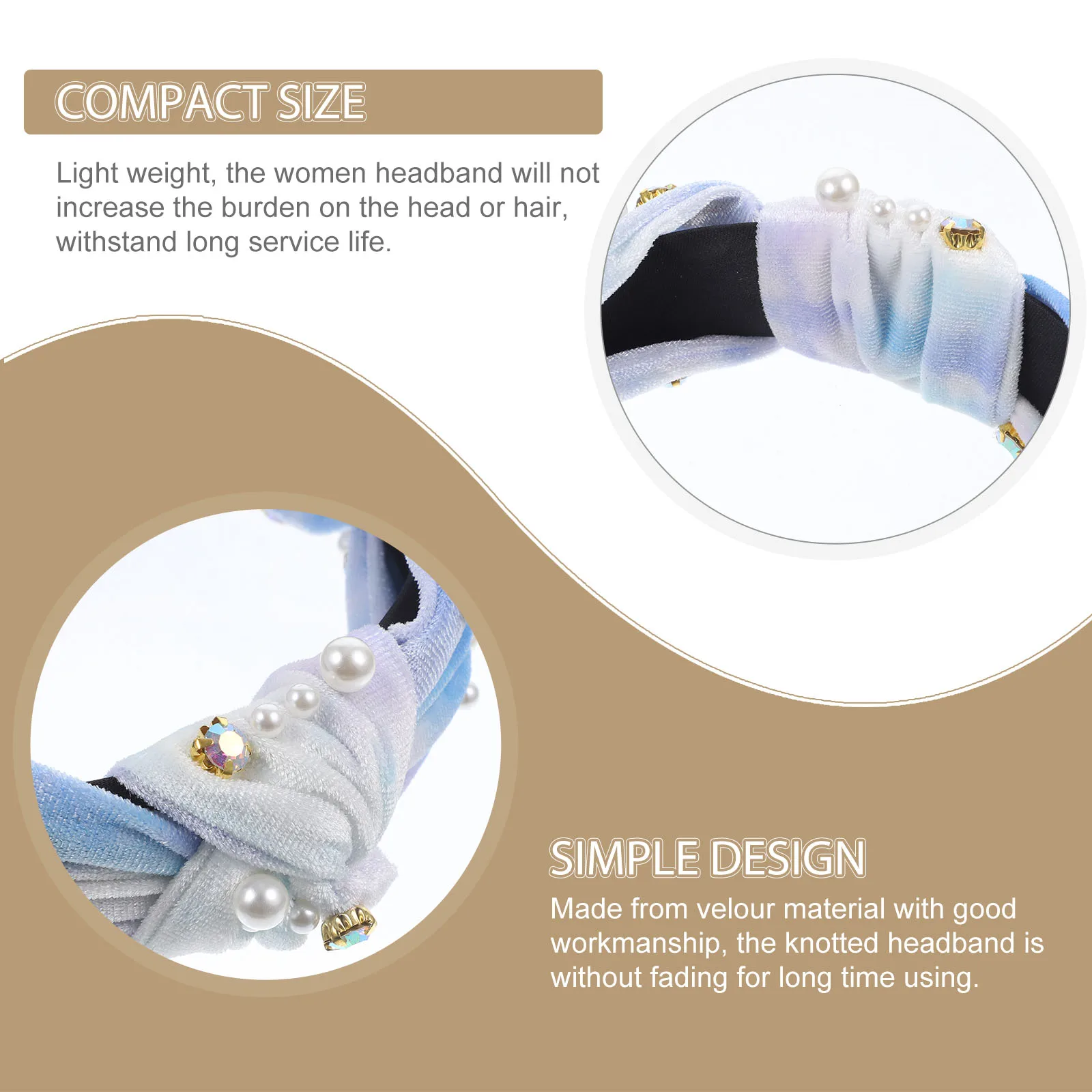 

Wide Headbands for Women Velvet Tie Dye Pearl Hair Accessories Candy Color Knotted Headband Bands Non Fading Stylish Girls