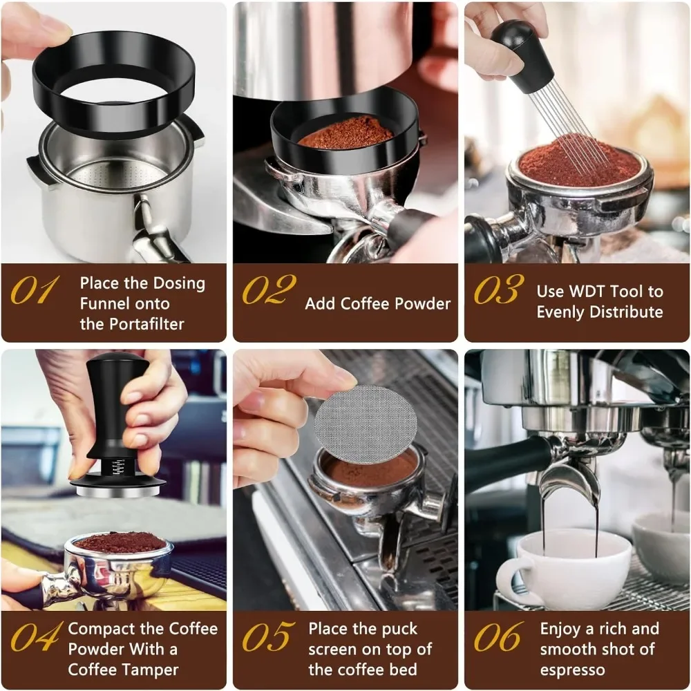 Kit de 25 accesorios para espresso con prensador de 51 mm y jarra de 350 ml, juego de prensadores para café, herramientas para baristas con cuchara de filtro y paño para el hogar o cafetería.