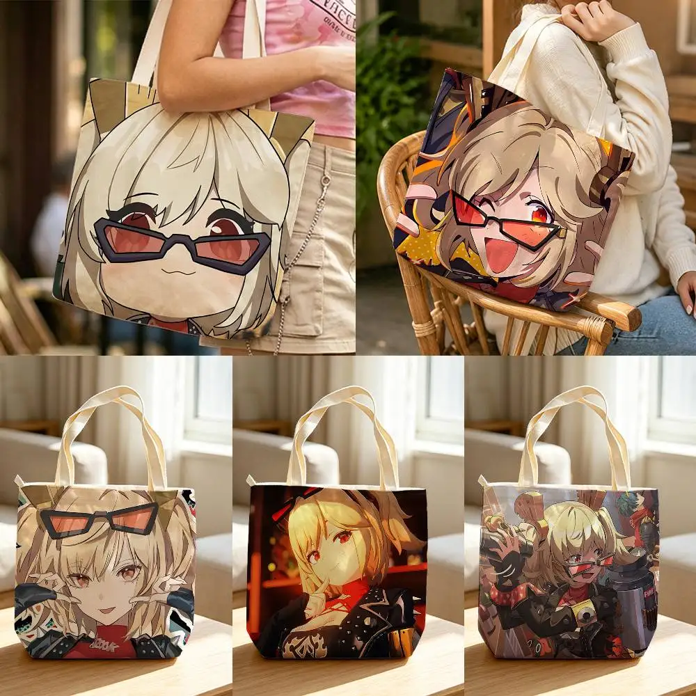 Grill Girl B-Burnice White Waterproof Lined Canvas bags suitable for going to class, shopping, gifts, and commuting