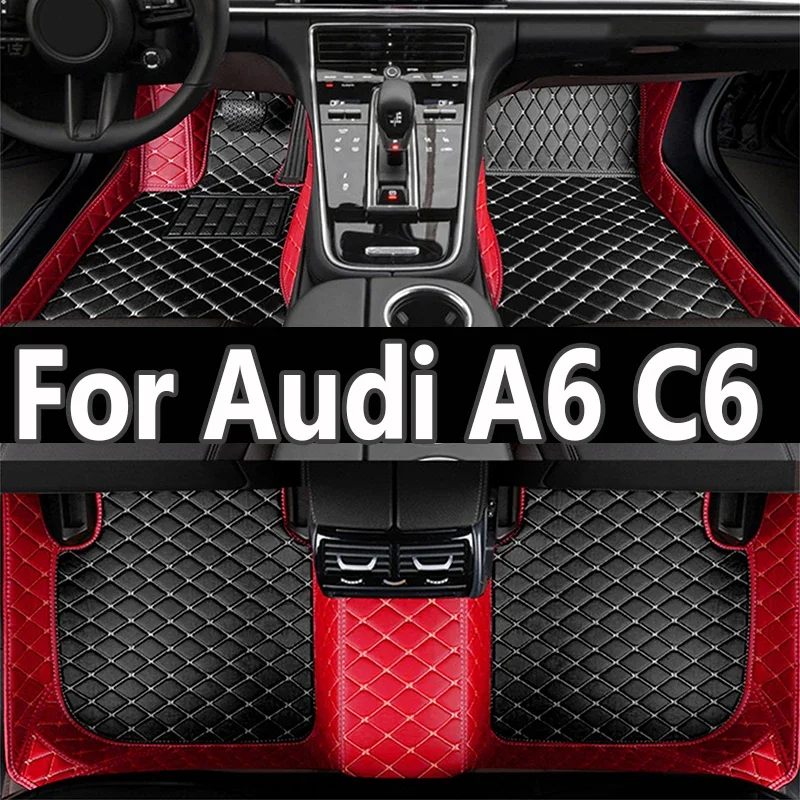 

Car Floor Mats For Audi A6 C6 4F 2004~2011 Carpet Luxury Leather Mat Full Set Durable Rug Auto Interior Parts Car Accessories