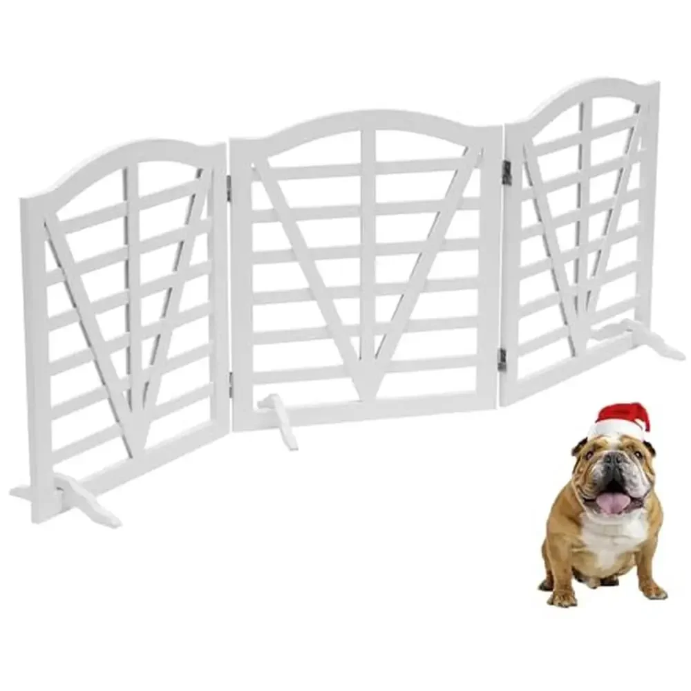 Foldable Freestanding Dog Gate Indoor Use Pet Barrier Doorways Stairs & Hallways 60.8