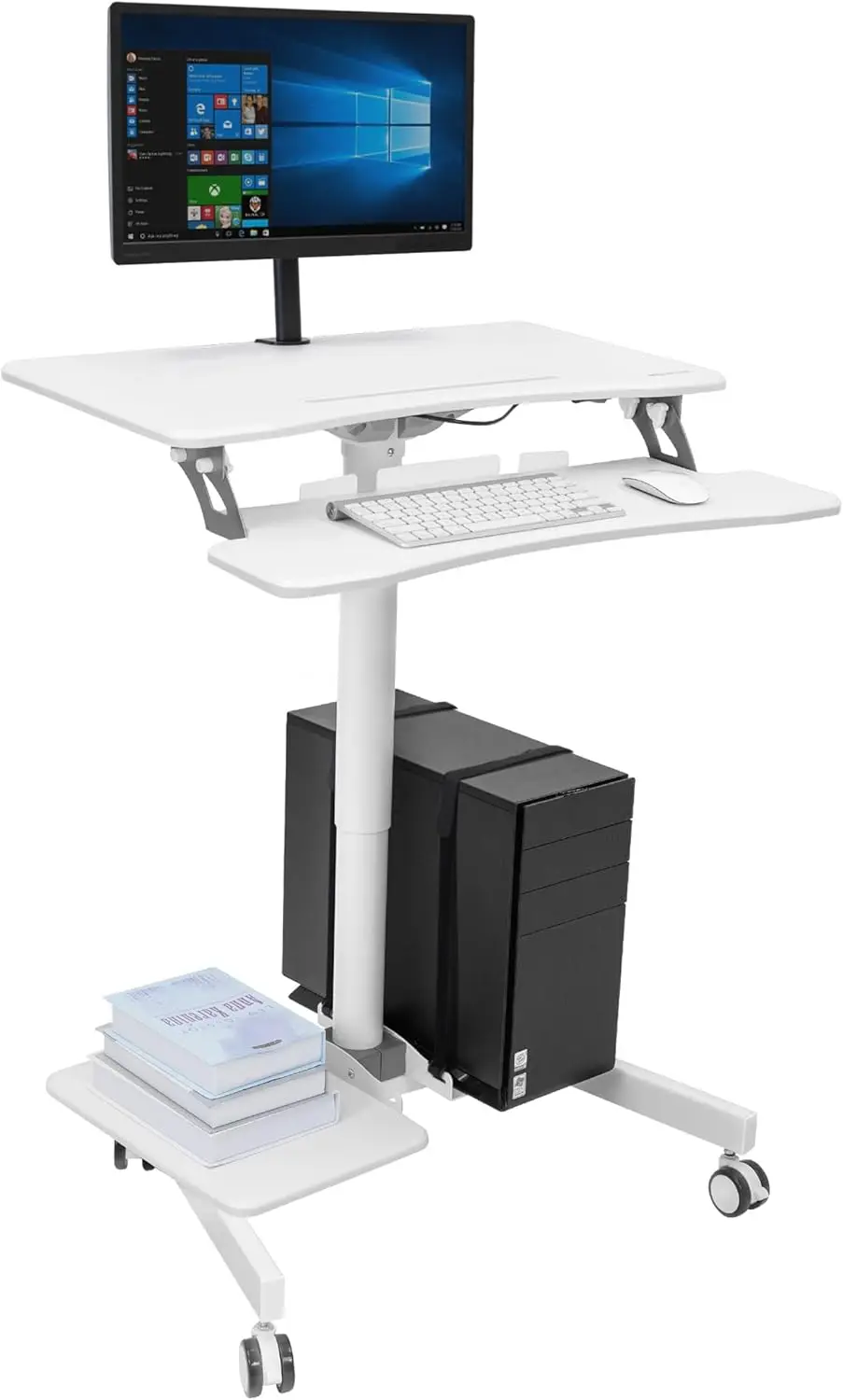 

Mobile Rolling Small Table, Height Adjustable up to 43" Computer Desk with Wheels, Medical Nurse Hospital Workstation