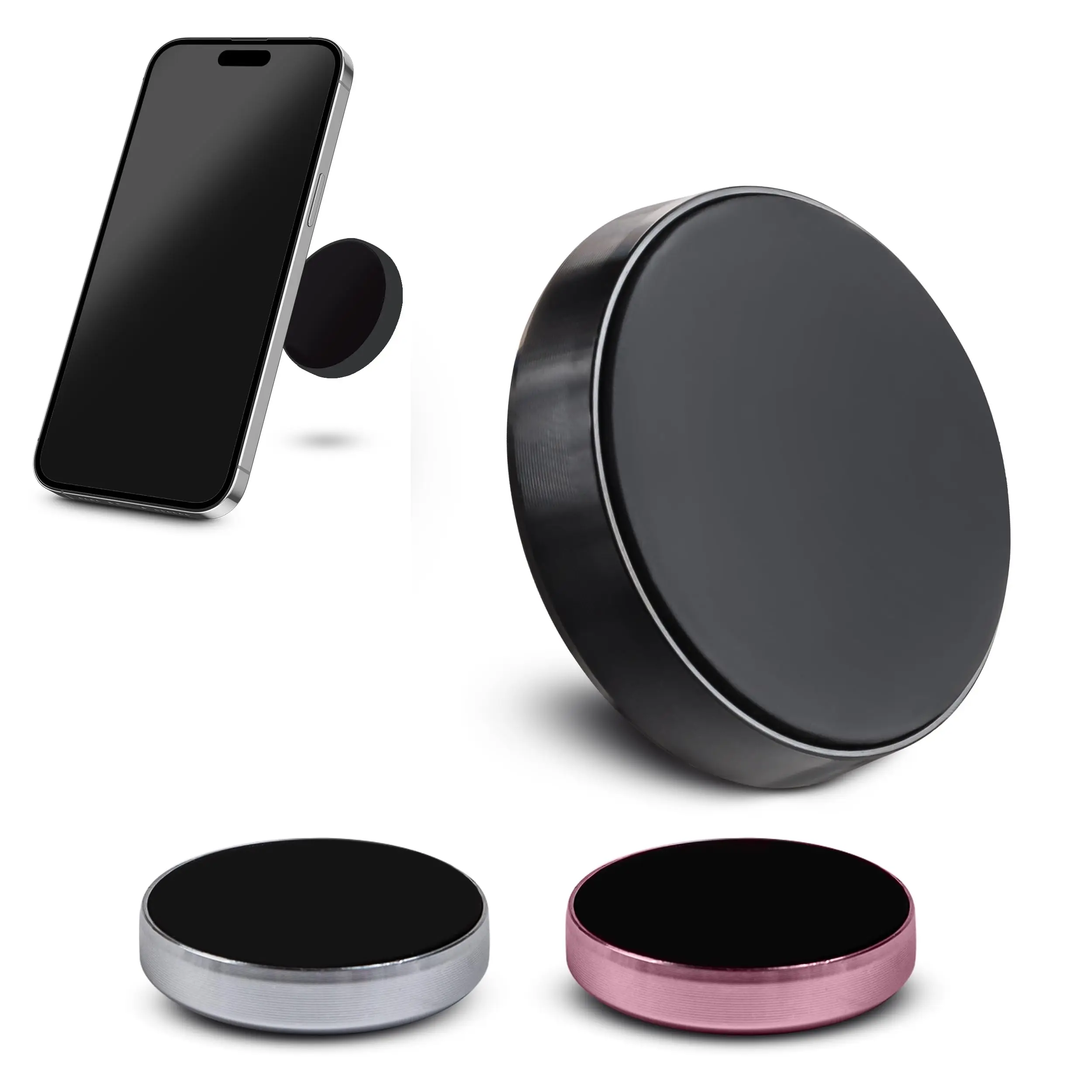 Mini Round Magnetic Car Phone Holder 360° Rotation Universal Magnet Cell Phone Mount Dashboard Stick-on Car Navigation Stand for iPhone Samsung Xiaomi All Smartphones