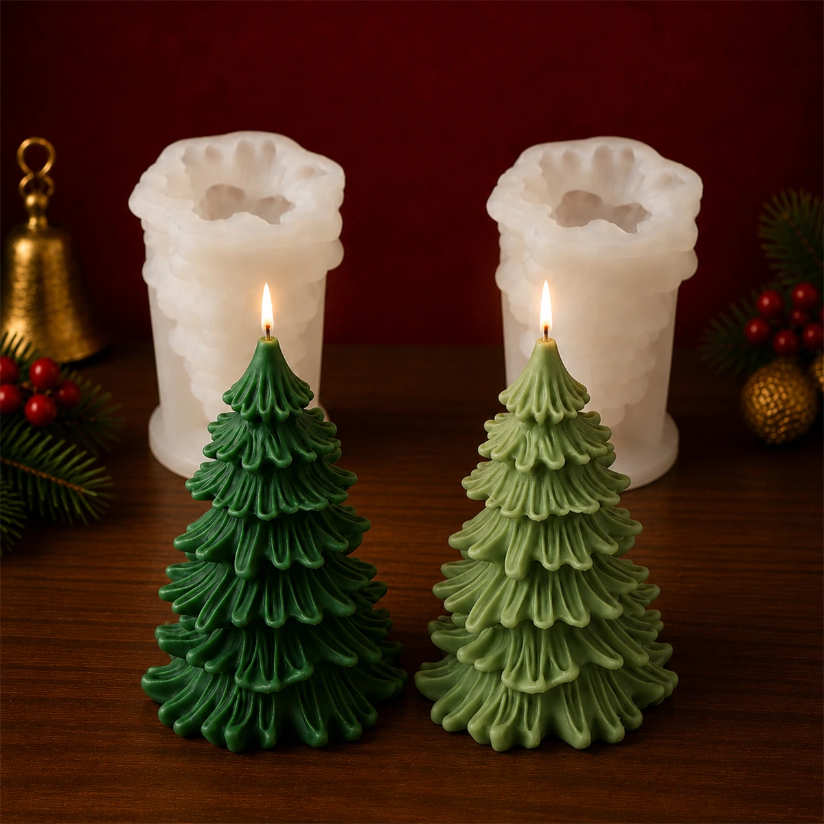 2PCS Cetakan Lilin Pohon Natal - Xmas Candle Making ulasan dan harga