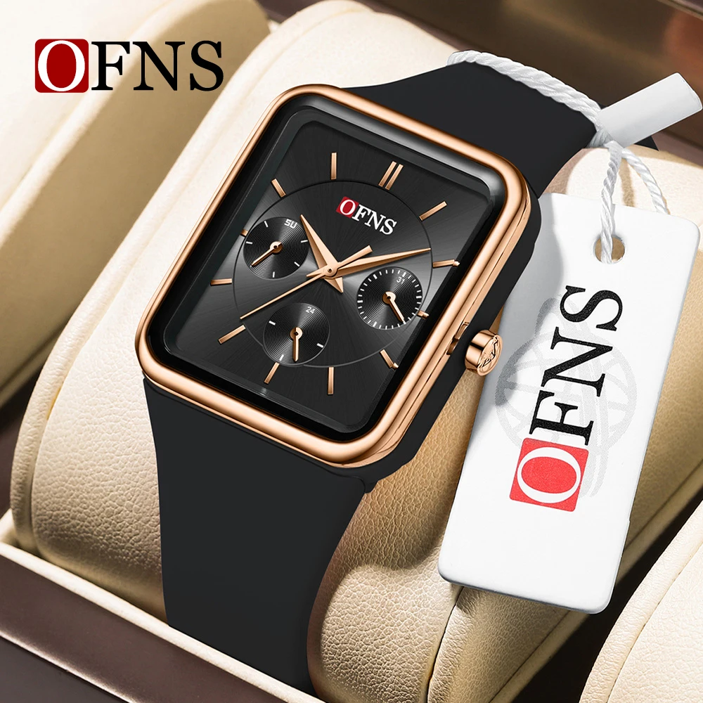 OFNS 8035 패션 및 레저 남성용 및 여성용 쿼츠 시계 다기능 3 눈 6 핀 스포츠 방수 쿼츠 시계