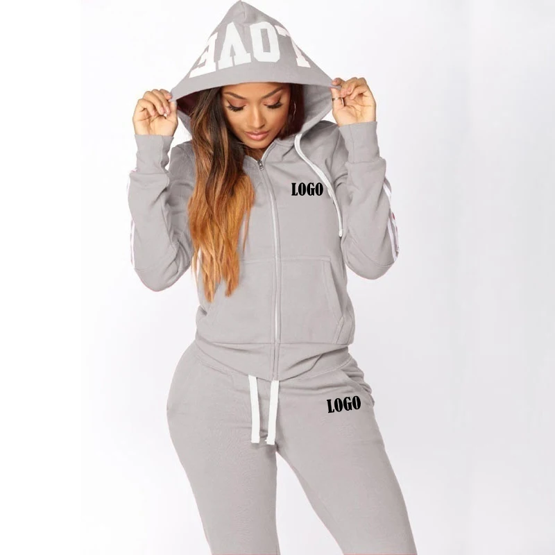 Fashion Women Track Suits Sports Wear Jogging Suits Ladies Hooded Tracksuit Set Clothes Hoodies+Sweatpants Sweat Suits