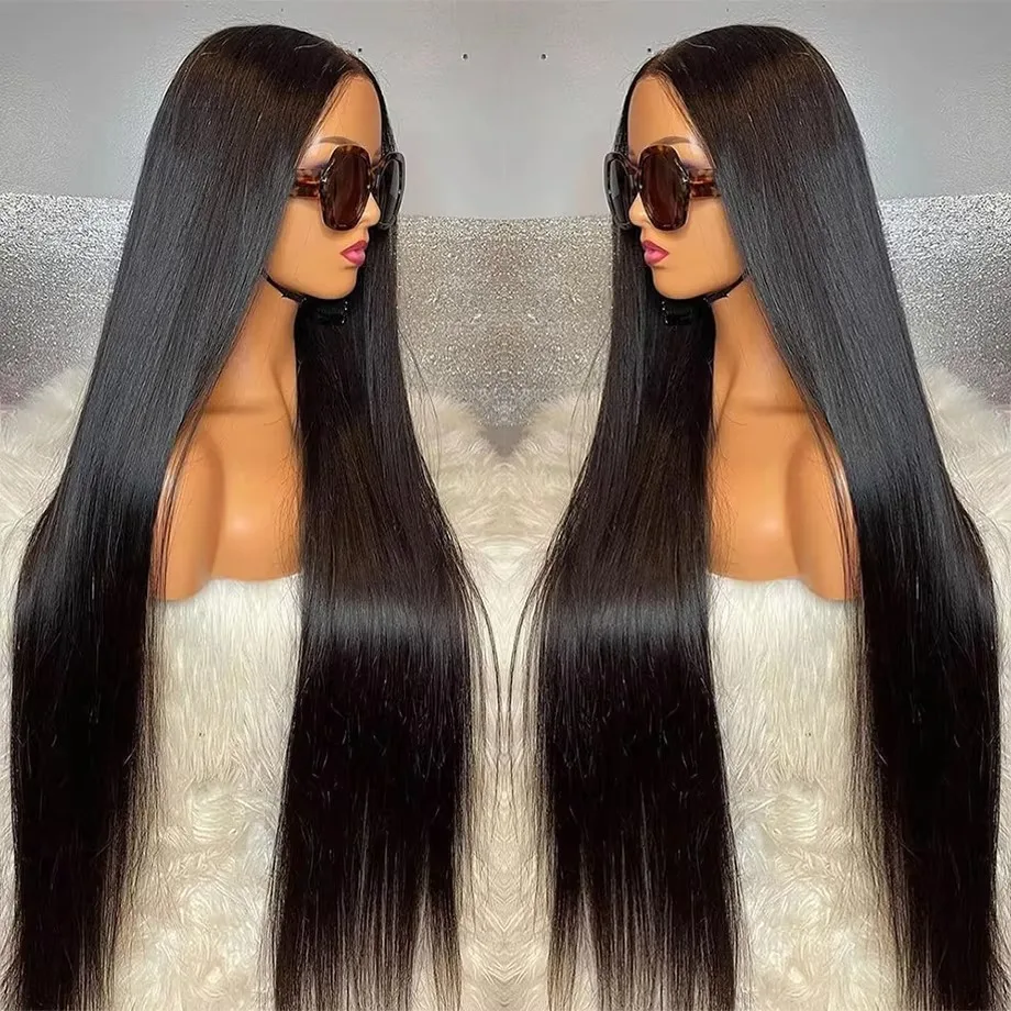 

200 Плотность 13x6 13x4 Bone Straight Hd Прозрачный парик из натуральных волос на кружеве спереди 40 46 дюймов Фронтальный парик для женщин Бразильские парики