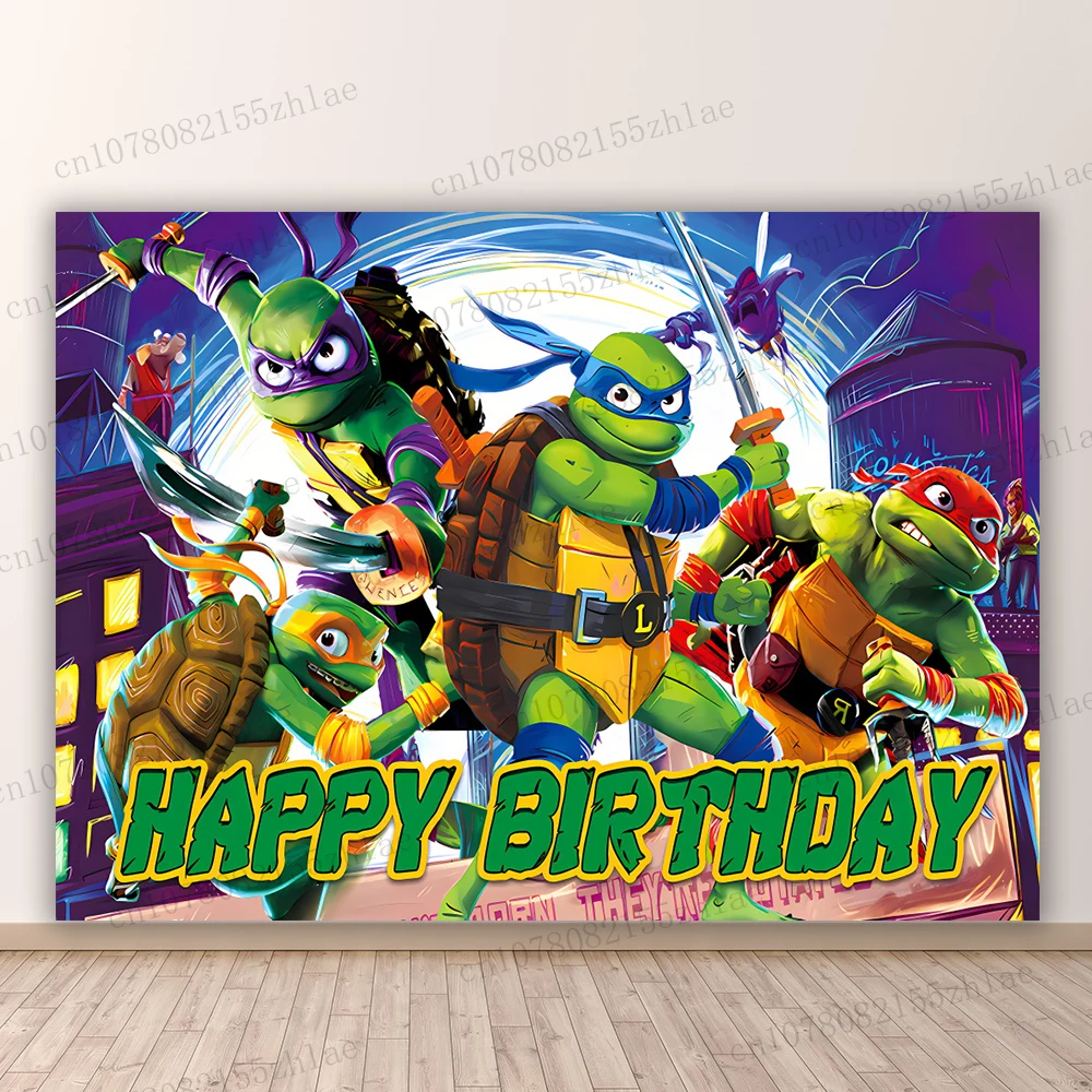 

Teenage Mutant Ninja Turtles Birthday Party Photo Backdrop Baby Shower Photo Background Cartoon Banner Photography Backdrop