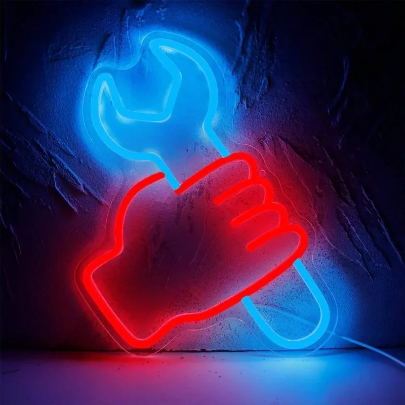 

Wrench Neon Light Sign Wall Decor, Led Garage Decoration Wrench Shaped Neon Light Sign, Usb Neon Light Sign For Man Cave/Garage