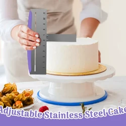 Adjustable Cake Scraper Baking Crisp Corners Cakes Comb Metal Cake Edge Smoother Made of Stainless Steel DIY Baking Tools