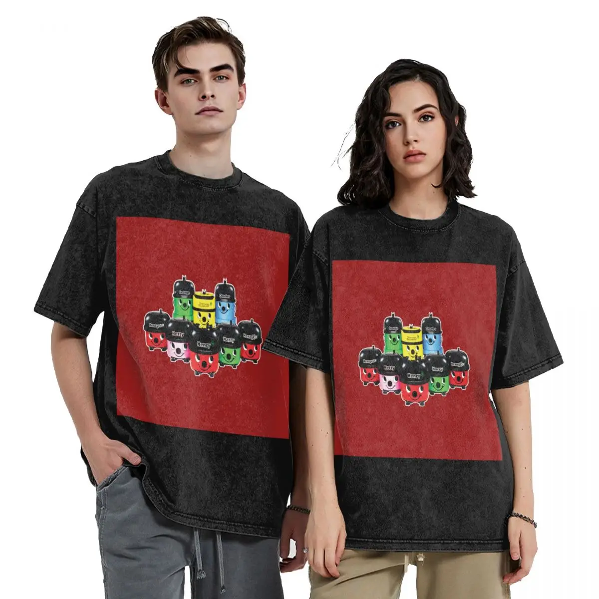 

Henry Hoover And Friends Hip Hop Short Sleeve T-Shirts Washed Tops Tees Streetwear T Shirt Cotton for Men Women