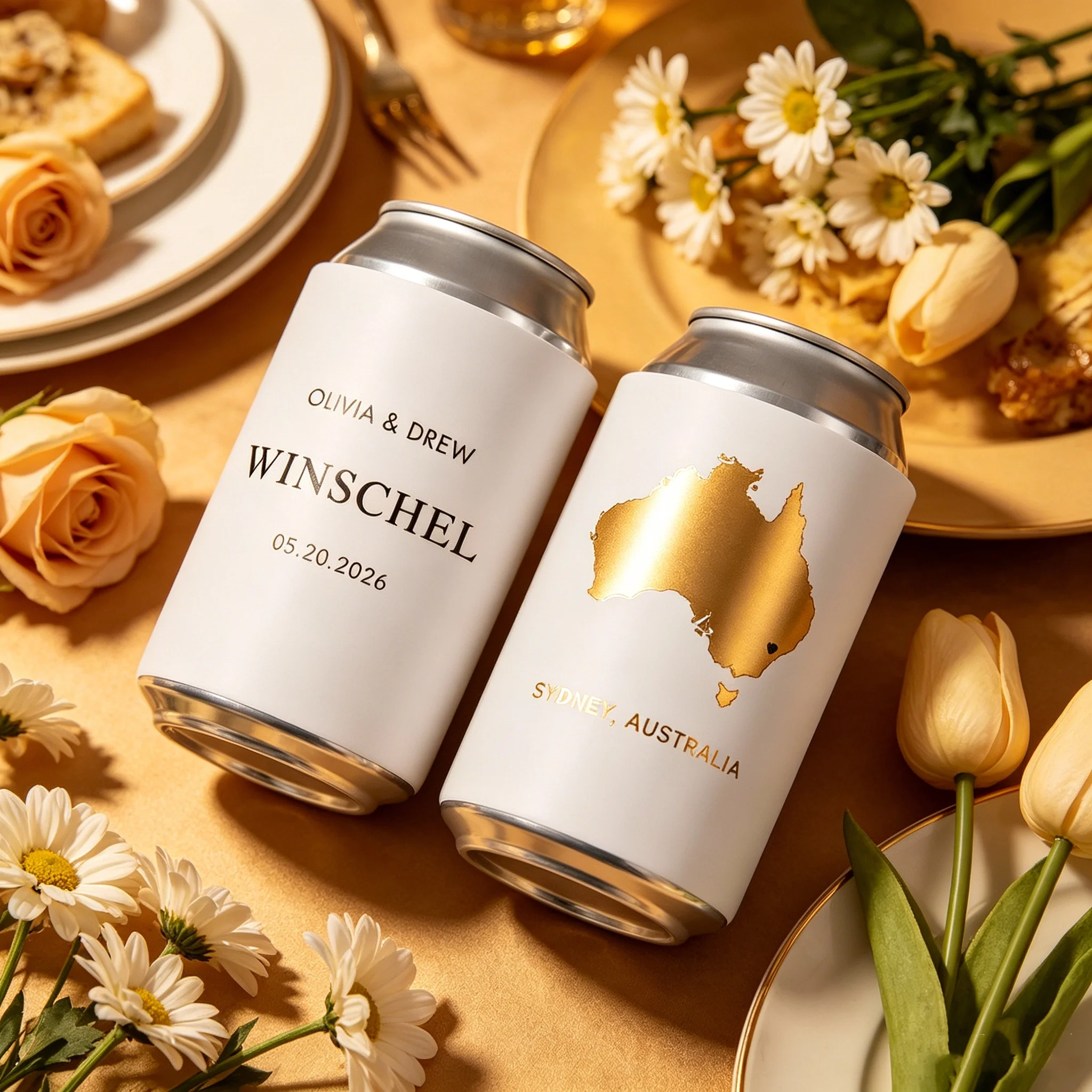Custom Wedding Can Coolers: State Outline, Personalized Favors