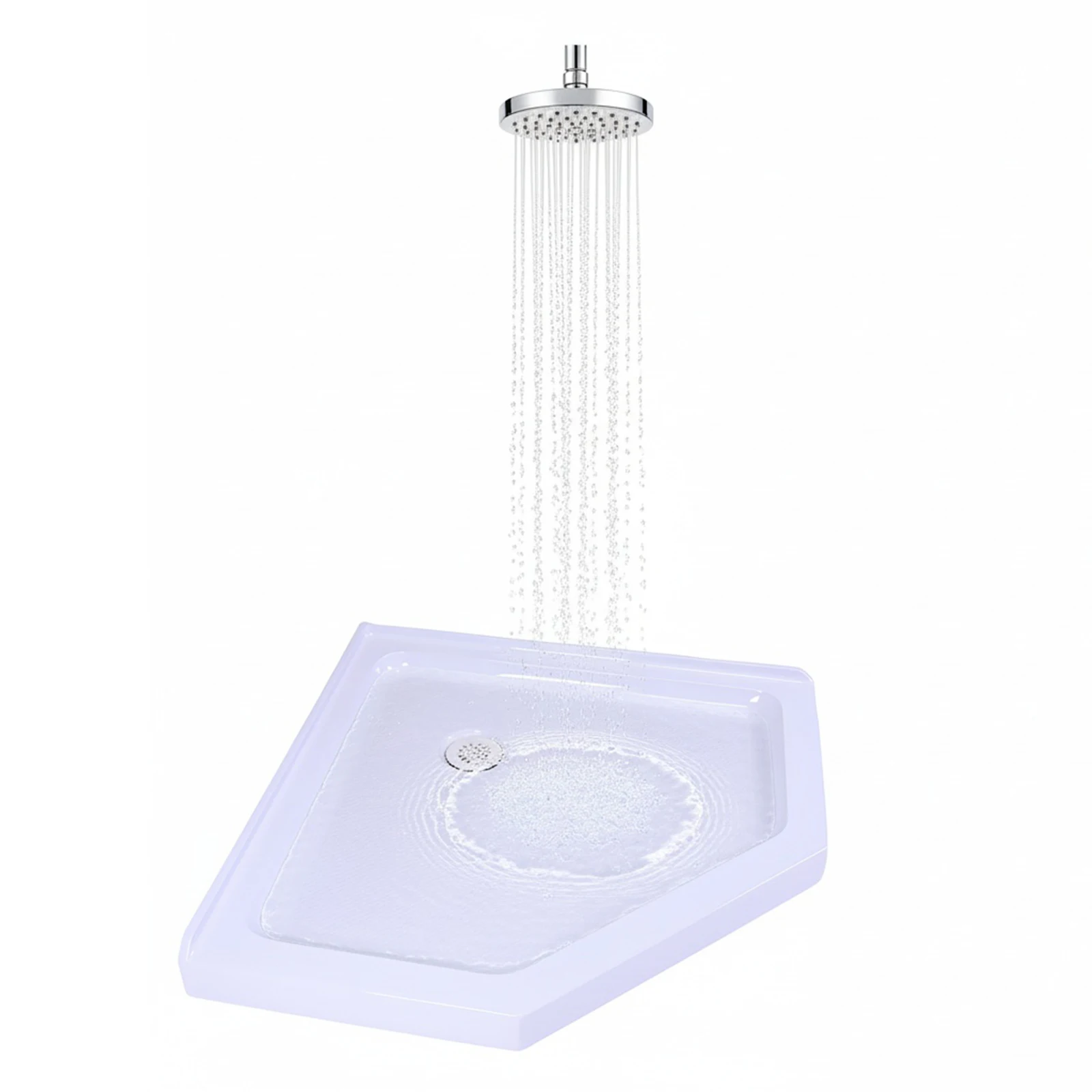 

Neo-Angle Shower Base with Corner Drain Non-Slip Textured Surface 37 In. L X 37 In. W for RV Camper Travel Trailers