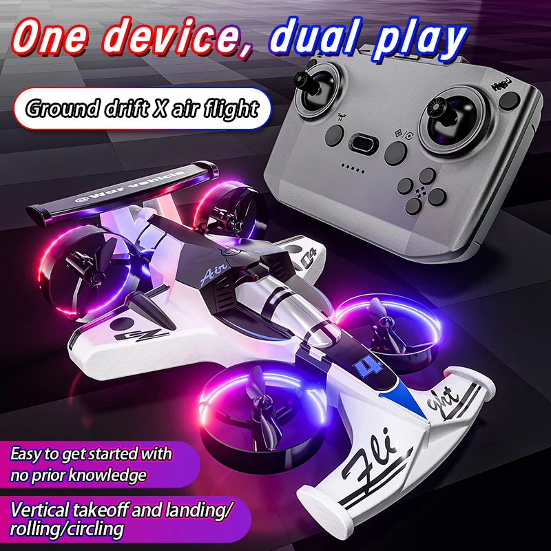 Land-Air Dual Mode Quadcopter Stunt Drift Racing Car 2 in 1 Aerial Vehicle Fixed-Wing Model Aircraft Flying Drone Xmas Gifts