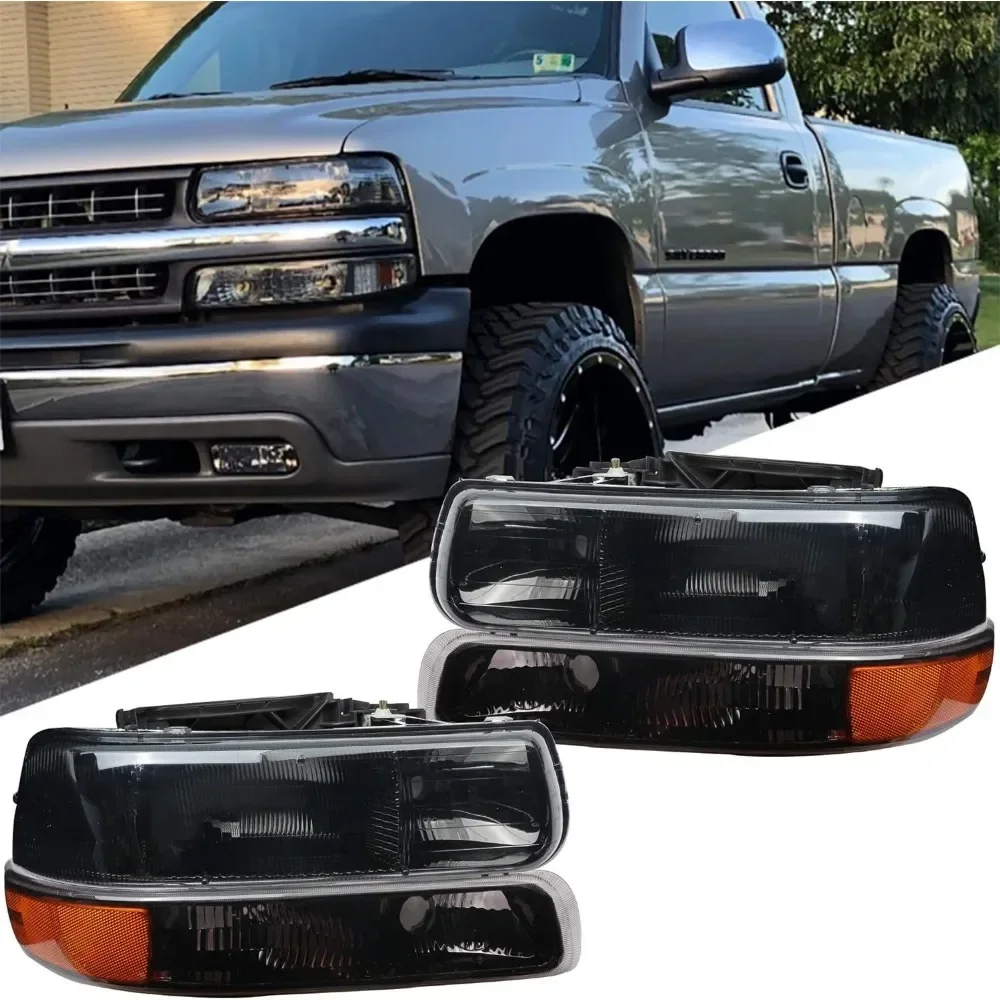 

1 Set 4 Piece Headlight Head Light for Chevrolet Chevy Suburban 1999 2000 2001 2002