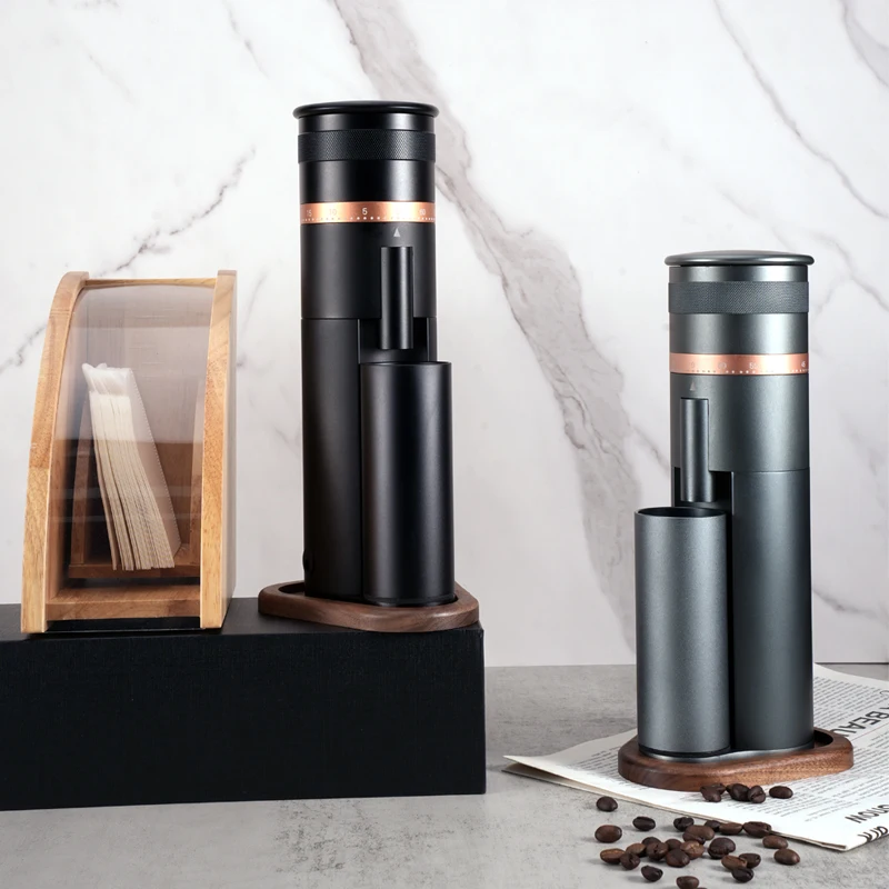 Electric Coffee Grinder 48MM Burr Stepless Fineness Adjustment Removable Magnetic Suction Port Black Gray Silver