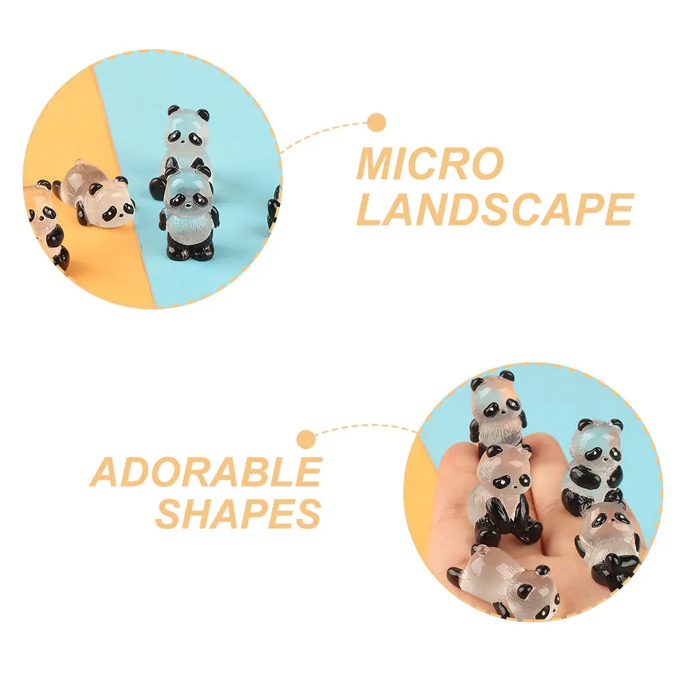 

5Pcs Glow In The Dark Panda Figurines Resin Miniature Animal Decor Garden Accessories