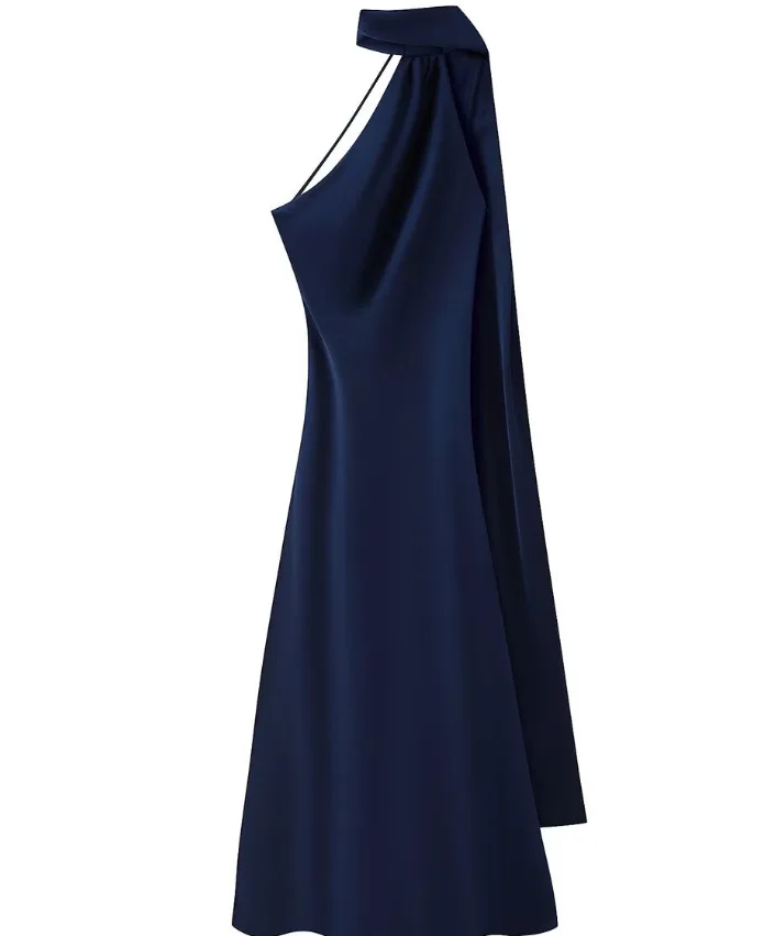 Satijnen lint halter lange jurken dames backless casual maxi-jurk avond bruiloftsgast wit blauw groen zomer afstuderen nieuw