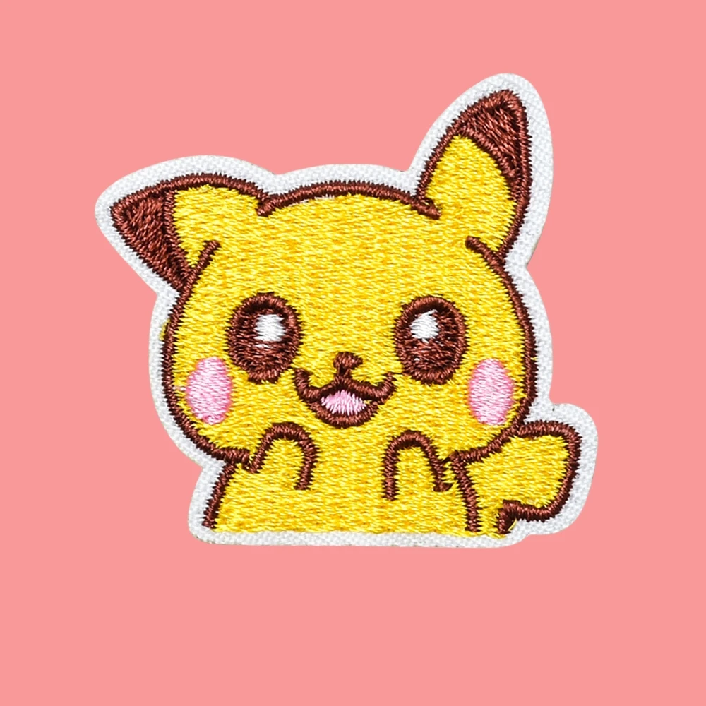 Parche bordado de Pikachu para ropa y zapatos, parche bordado para planchar, parche decorativo para reparación de chaqueta