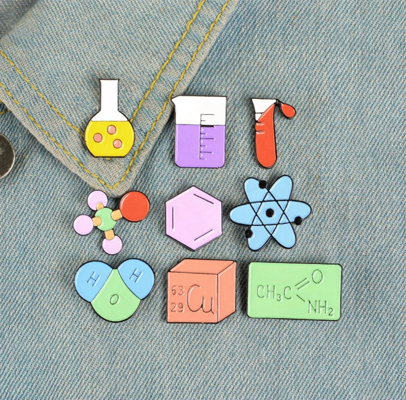 Lapel Pins Chemical equation Badge Element Molecular Structure Jewelry Chemistry Lab Enamel  Pins Custom Pines for Bag Clothes