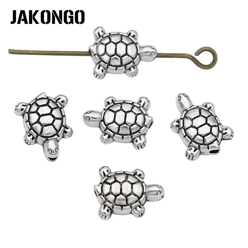 30pcs Turtle Spacer Beads Antique Silver Plated Loose Beads for Jewelry Making Bracelet Accessories DIY Accessories