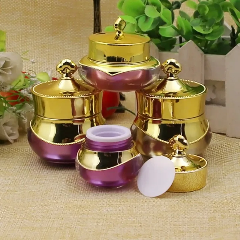 

20pcs/lot 5/10/15g Purple/Gold Acrylic Cream Jar Pot Set Empty Top Grade Cream Refillable Sub Container Bottle Cosmetic Tools