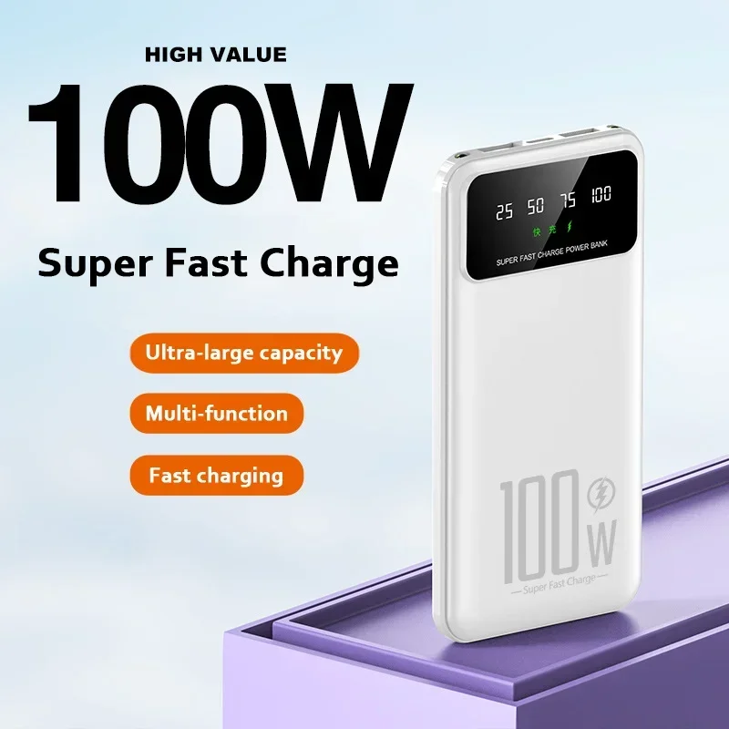 

10000Mah Large Capacity Mobile Power Bank 100W Power Supply External Battery Charging For iPhone 15 14 13 Pro Max Samsung