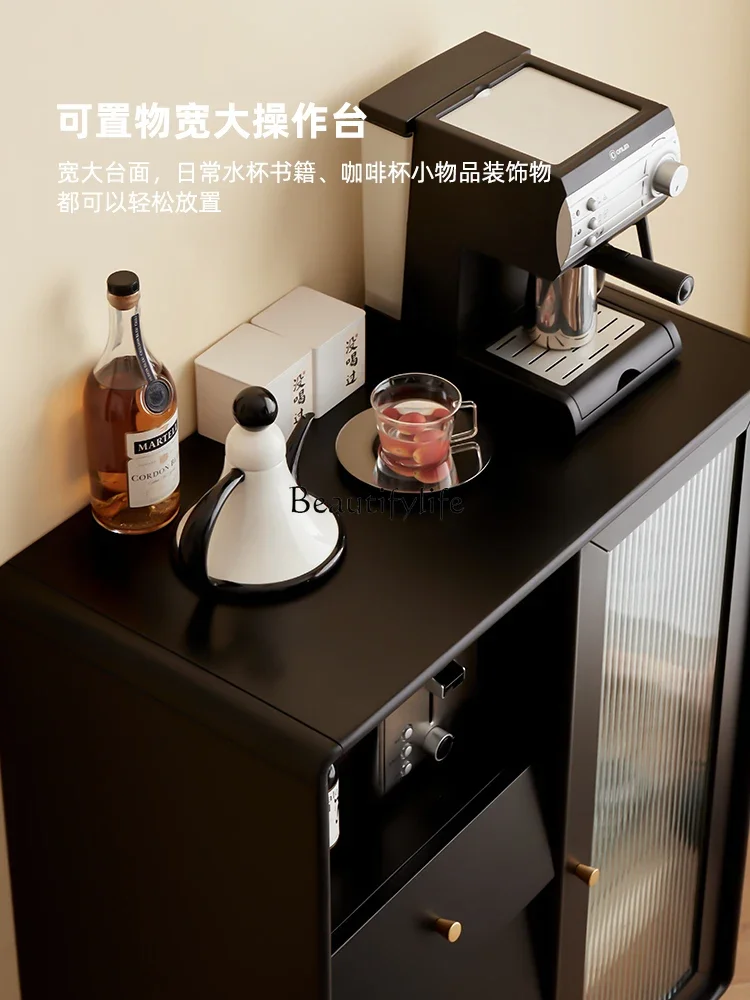 2 yj15 aparador de madera maciza contra la pared almacenamiento integrado gabinete de almacenamiento en habitación moderno minimalista negro