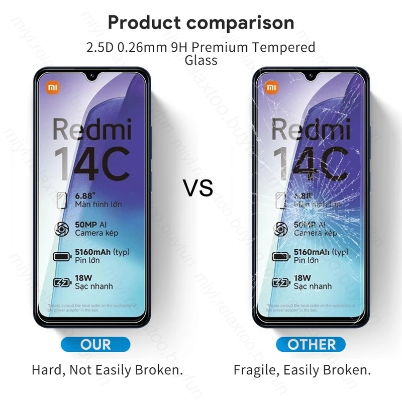 Redmi14C 4G Glas 4Pcs 9H Tempered Glass Screen Protector for  Redmi 14C 13C 12C 10C 9C NFC 4G Protective Glass on Redmy 14C 14 C