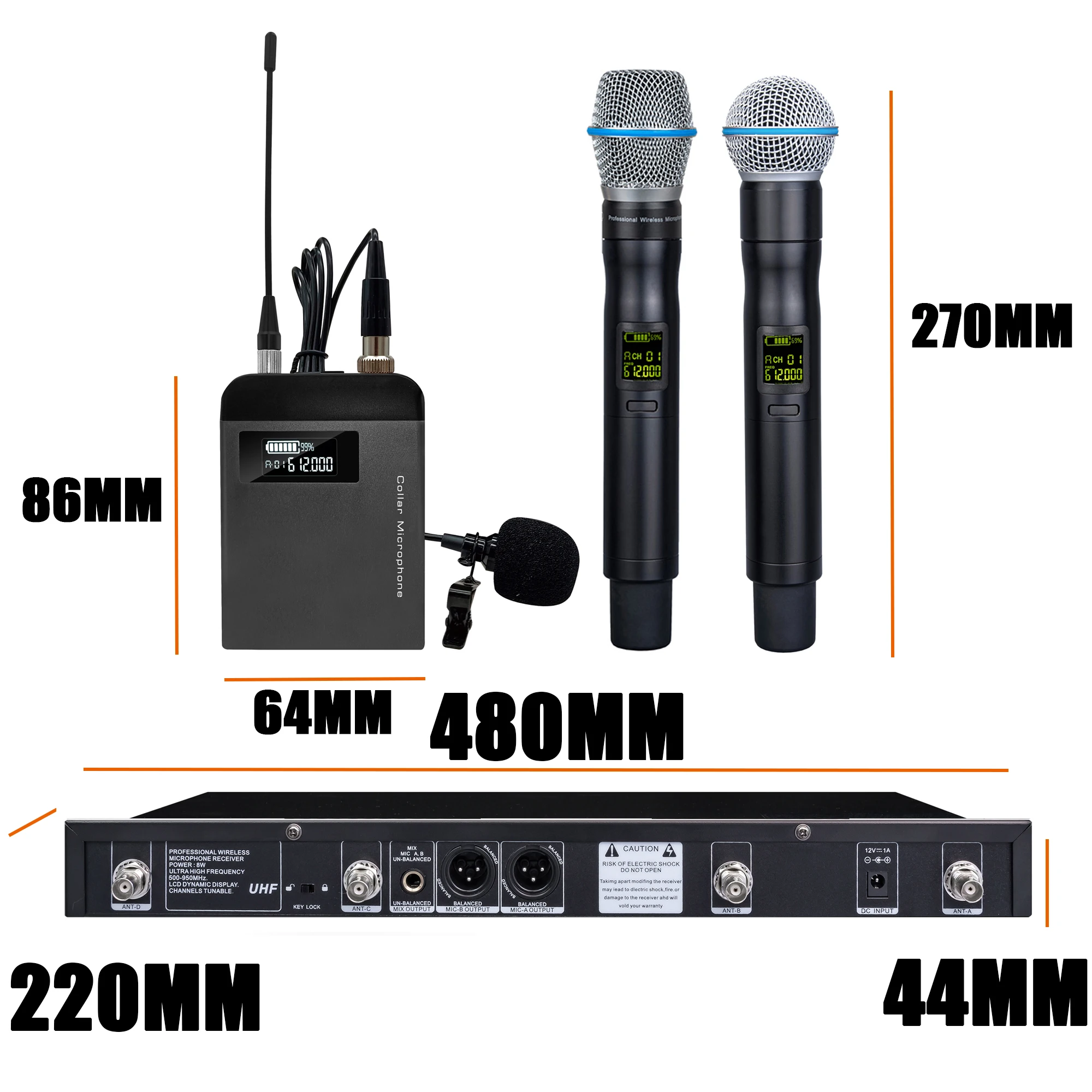 Leicozic UM2D 500/600Mhz Professional Stage Wireless Microphone  System Condensor Beta87 Microfone Beta58 Lapel Headset Microfon