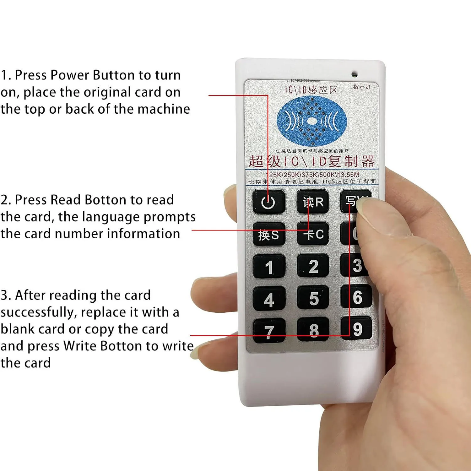 RFID 125Khz 13.56MHZ 복사기 복제기, 휴대용 핸드헬드 NFC IC 카드 리더 및 라이터, 액세스 제어 카드 태그 복사기