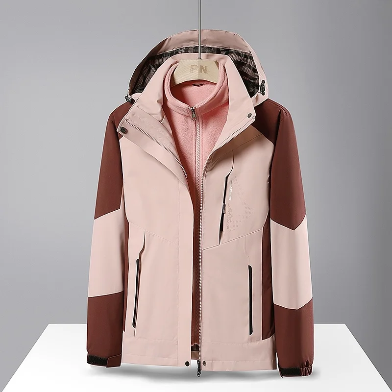 Winter Outdoors Two-pieces Sets 3 in 1 Jackets Thicken Fleece Warm Coats Men Outwear Waterproof Windproof Hooded Jacket Parkas