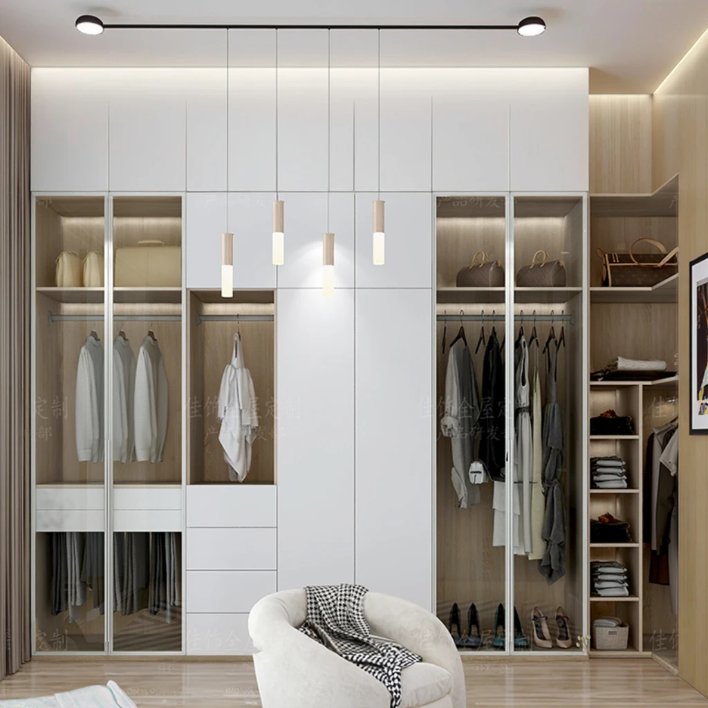 خزائن خشبية مخصصة الحديثة المشي في خزانة أثاث غرفة نوم خزانة خشبية وحدات #2