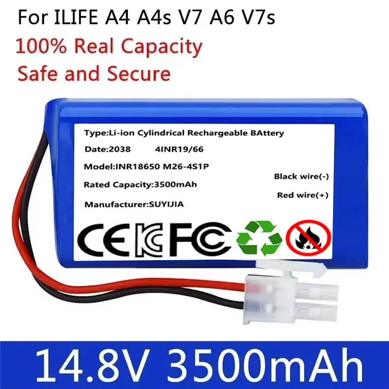 

Nouvelle Batterie Au Lithium 14.8V 3500mAh 14.4V Pour ILIFE A4 A4s V7 A6 V7s Plus Robot Aspirateur ILife 4S1P Capacité Réelle