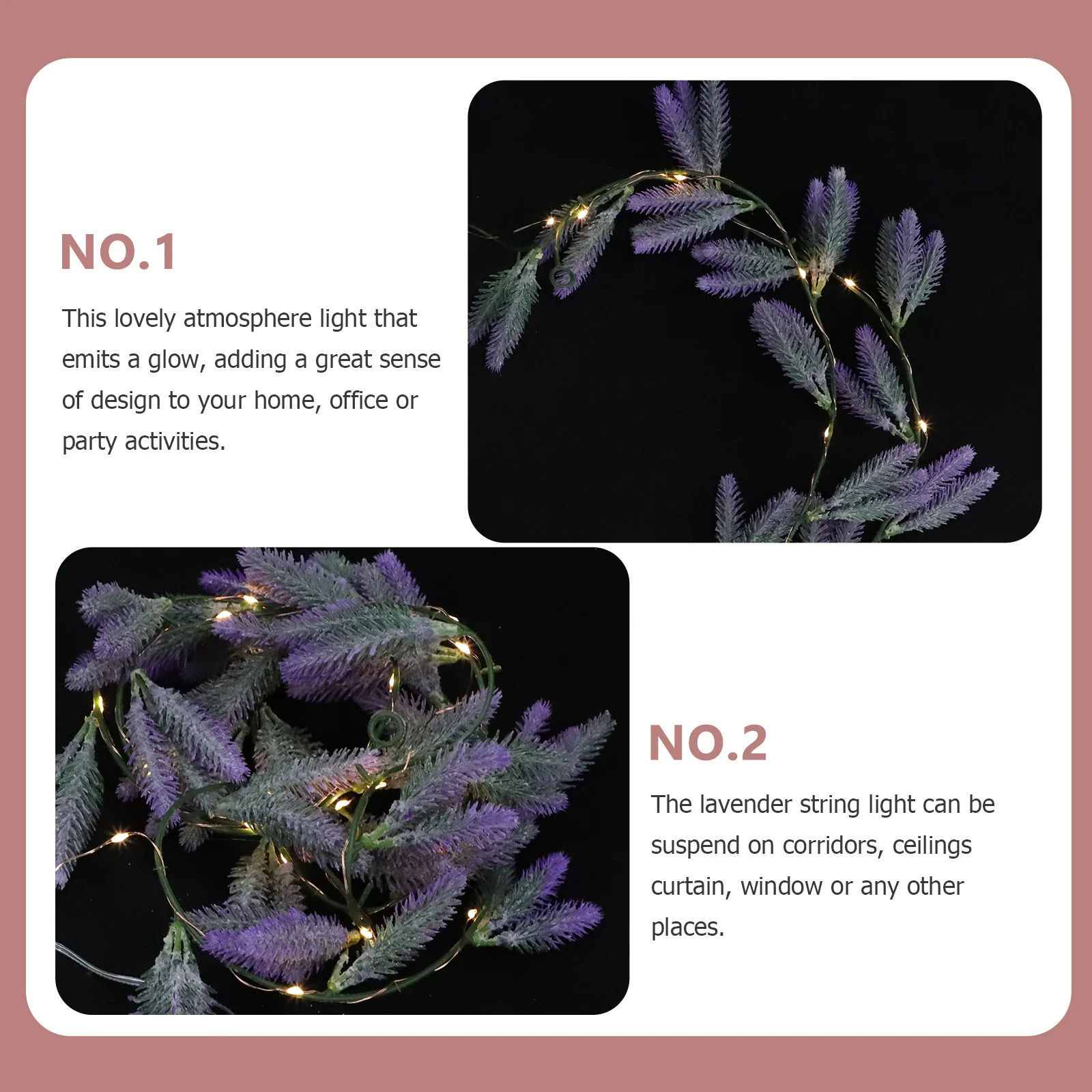 

Adorable LED Lavender String Light No Required 1M 2M 3M Soft Glow Indoor Outdoor Decor for Valentine's Day Festival