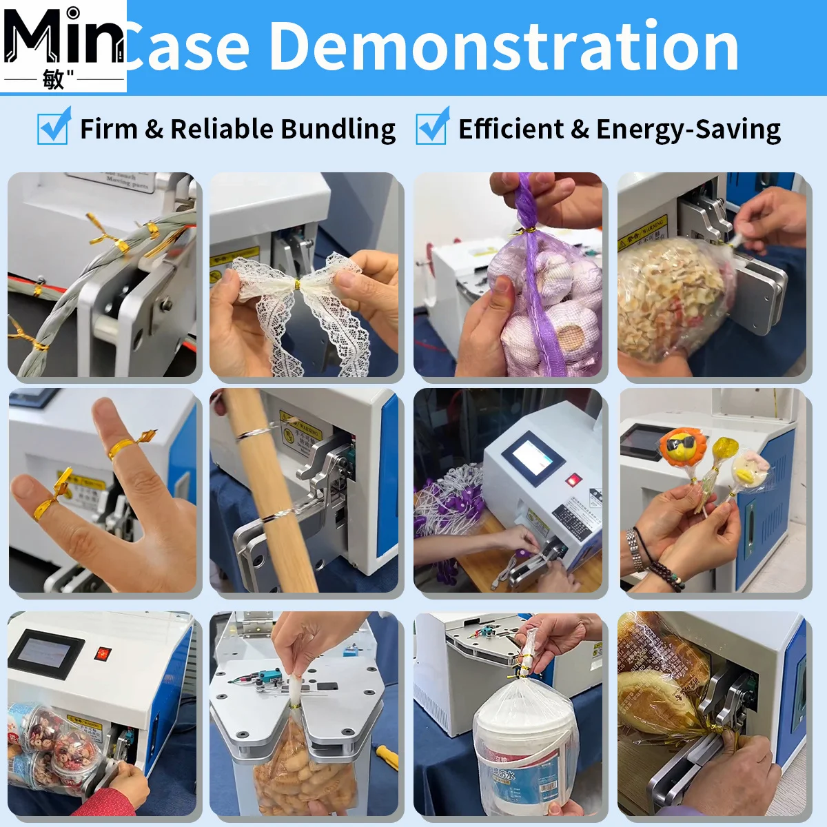 Touch Screen Automatic Wire Tying Machine for Cable Bundling Harness Strapping Tier Bread Fruit Bag Packaging
