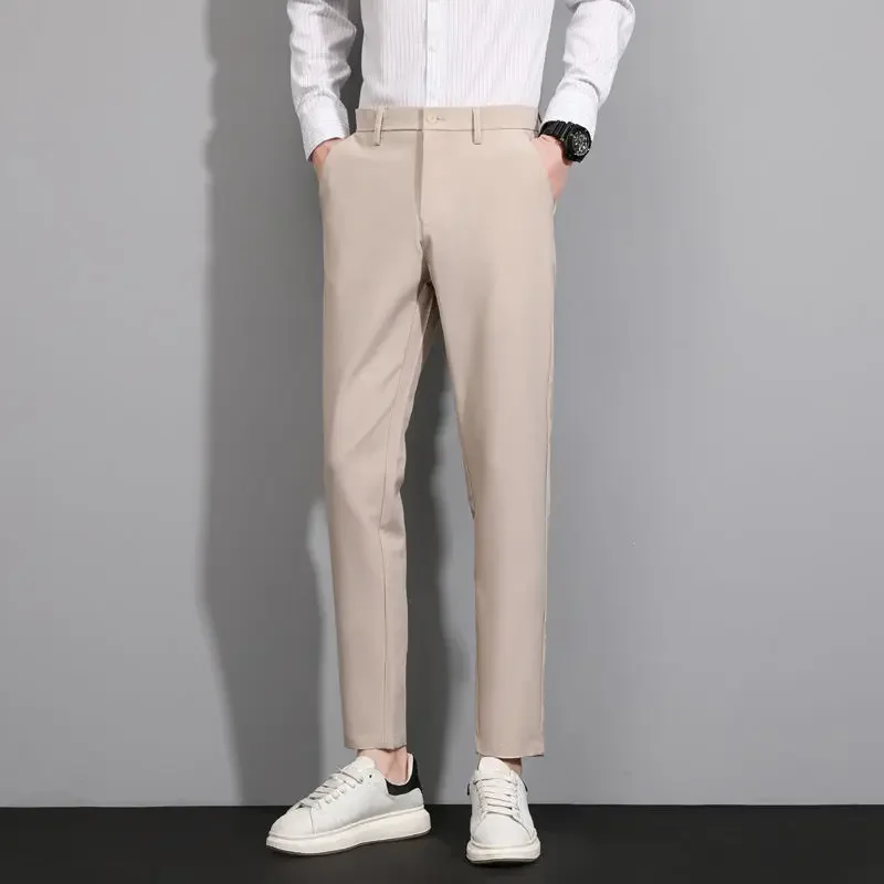 Work Draped Trousers for Men Straight Office Fluid Man Suits Pants Vintage Wear Korean Style Clothes Fashion Up Summer 2024 Fine