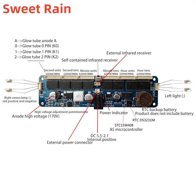 6-Bit Glow Clock Motherboard Core Board Control Panel Remote Control Universal in12 in14 in18 qs30-1 Nixie Digital LED Clock