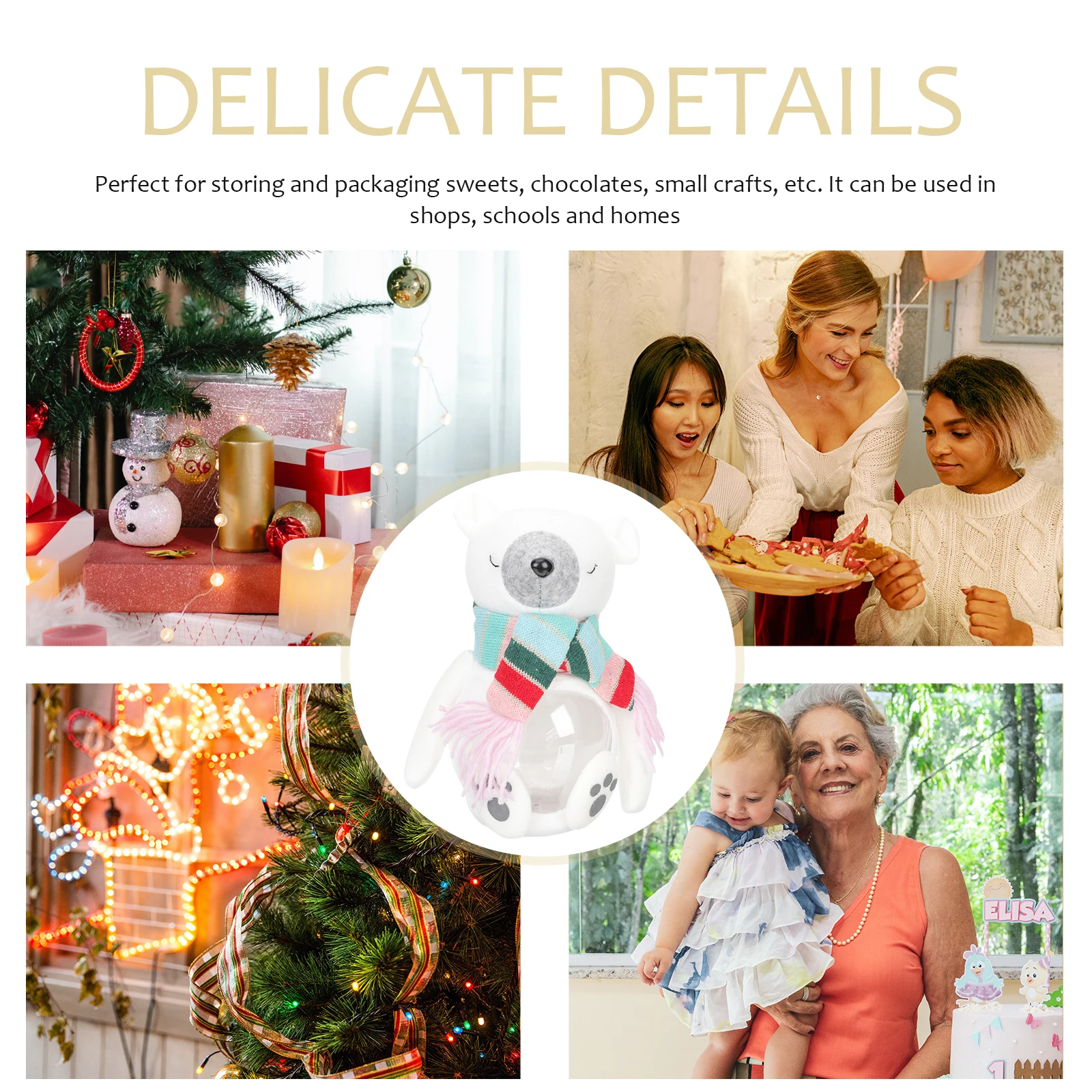 

Candy Jar Christmas Decoration Cookie Jars with Lids Storage Holiday Box Adorable Container