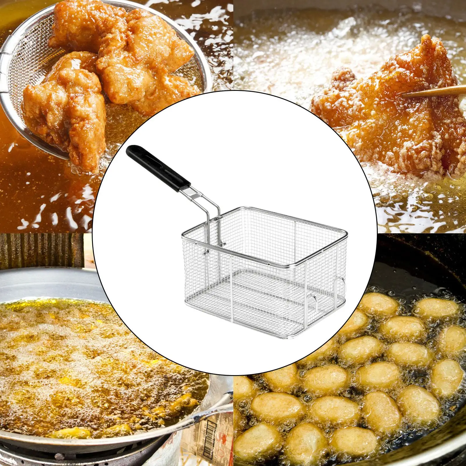 Frying Basket Deep Fryer Basket Colander Strainer Basket Food Presentation Baskets Deep Fry Basket for Kitchen