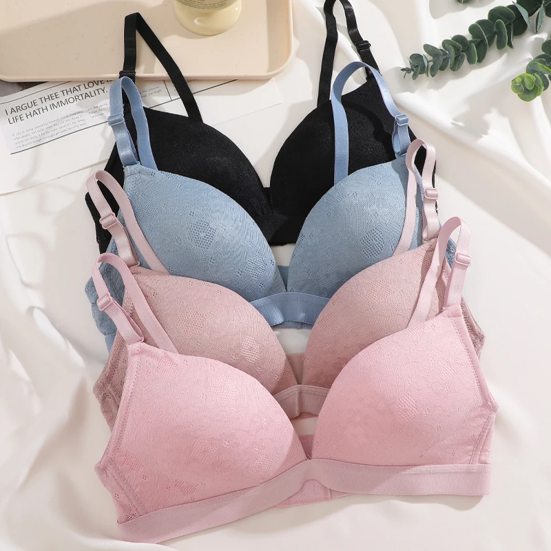 Seamless Women Bra Sexy Lace Underwear Female Soft Push Up Bra Adjustable Strap Floral Bralette Plunge Sexy Lingerie Large Size