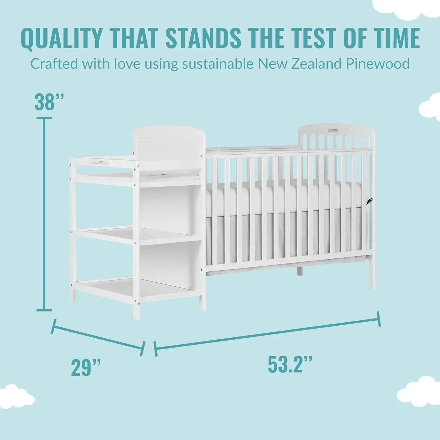 Free shippingAnna 4-In-1 Full-Size Crib And Changing Table Combo In White