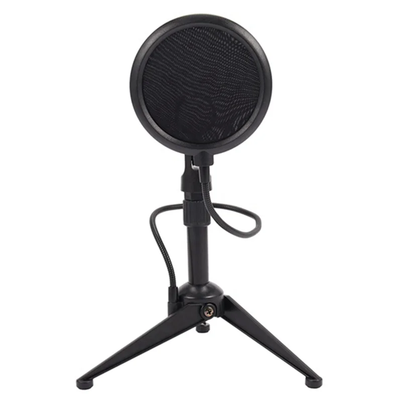 1Set Dual Mesh Filter And Screw Adapter Adjustable Shock Isolation Metal Microphone Stand Tripod Black-B60B
