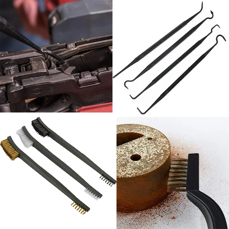 

Multipurpose Car Detailing Cleaning Tool Accessories Wire Brushes 4 Nylon Picks Pick and Brush Set 3 Double-headed Finished