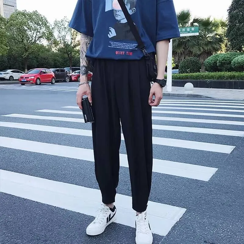 

Осенние новые брюки Harun, весенние городские мужские молодежные студенческие стильные модные популярные свободные брюки большого размера для отдыха, девять минут