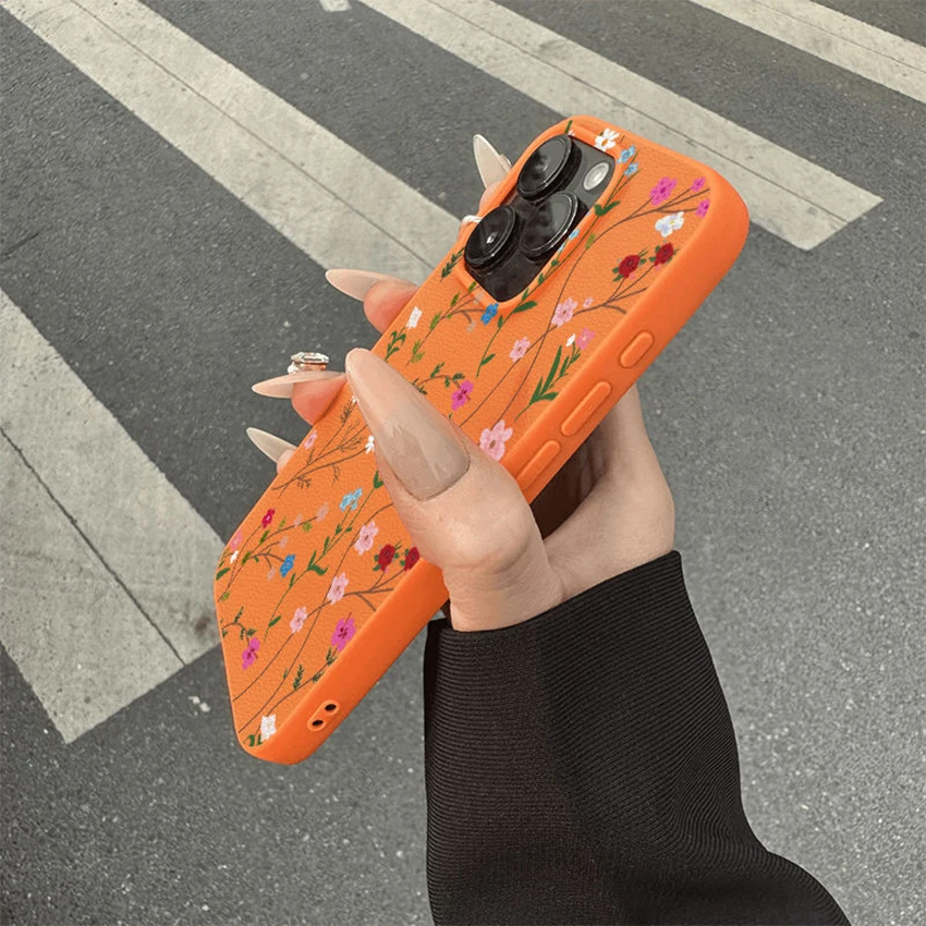 페인팅 플라워 아이폰 16 15 14 13 프로 12 11 맥스 플러스 16프로 럭셔리 폰 케이스 창의적인 15프로맥스 커버 하드 쉘