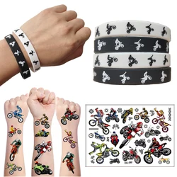 4pcs Motorcycle Tattoo Sticker Motocross Motorcycle Bracelets Wristband for Kids Motocross Birthday Party decoration favors toy