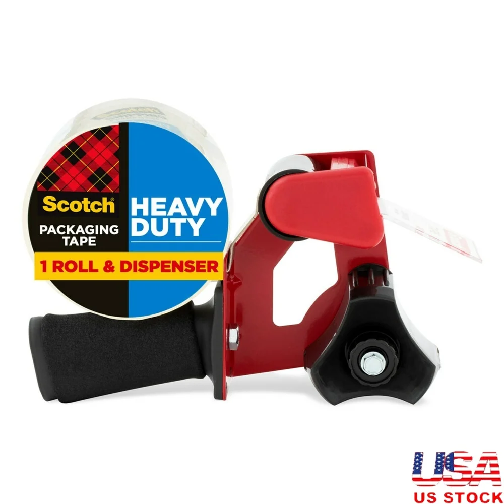 

Heavy Duty Packing Tape with Dispenser Industrial Strength Clear Adhesive Moving Shipping Sealing Boxes 1.88in x 54.6yd