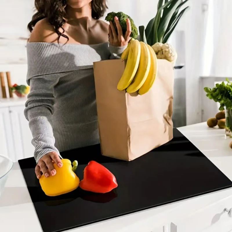 

Large Black High StrengthPETCutting Board with Protective Edge - Kitchen Essential Food Safe Durable Countertop Protector