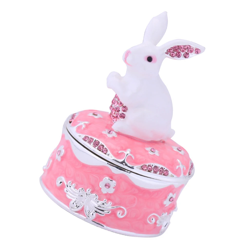 

Jewelry Box Beads Storage Container Rabbit Shaped Pink Small Trinket Keepsake Display Valentine Gift Christmas Birthday Wedding